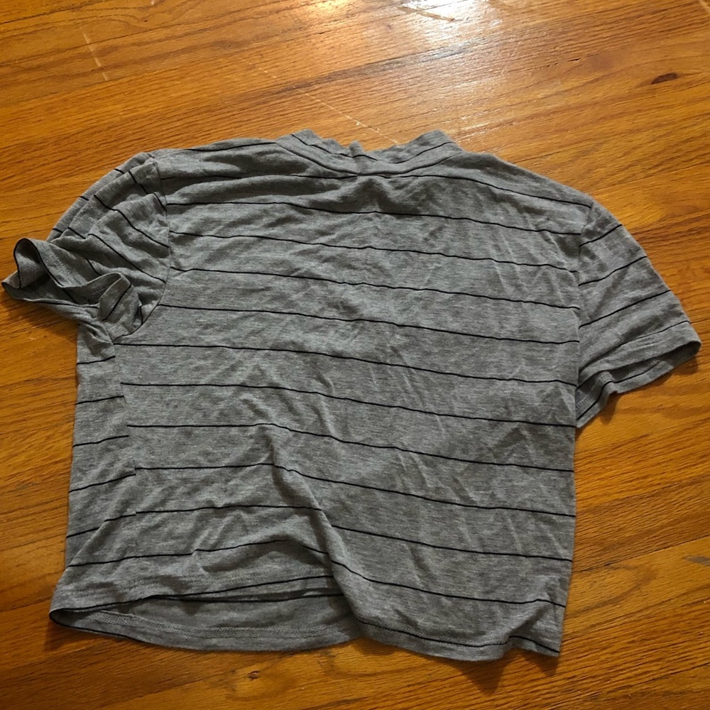 Grey and black striped crop top